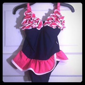 Blue and pink bathing suit